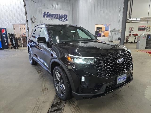 2026 Ford Explorer ST-Line in Agate Black Metallic — front three-quarter view