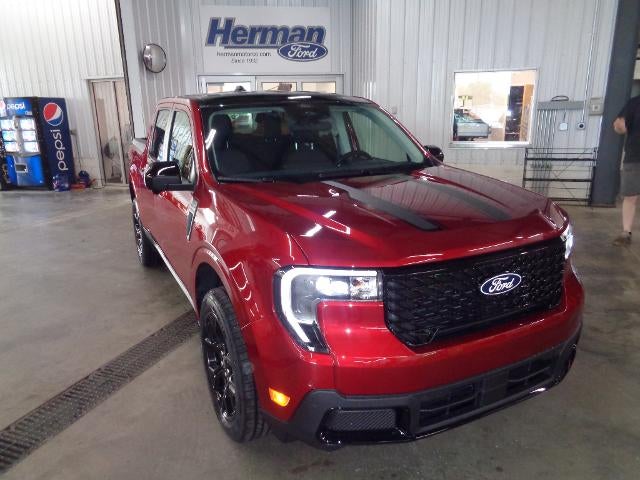 2026 Ford Maverick Lariat in Ruby Red Metallic Tinted Clearcoat — front three-quarter view
