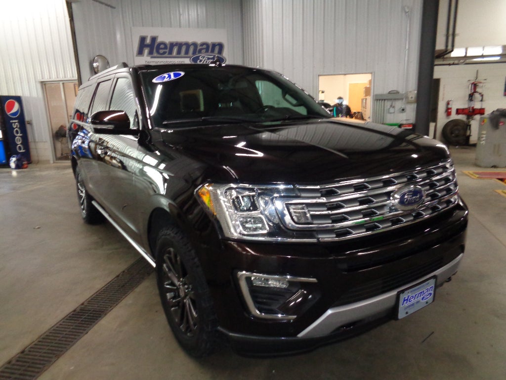 2021 Ford Expedition MAX Limited in Kodiak Brown — front three-quarter view