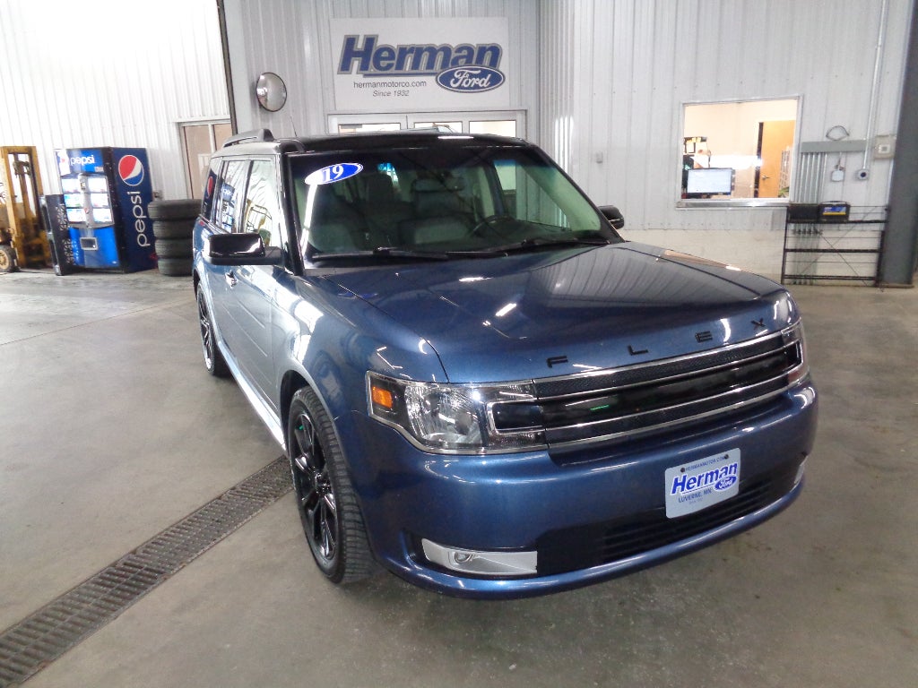 2019 Ford Flex SEL in Blue — front three-quarter view