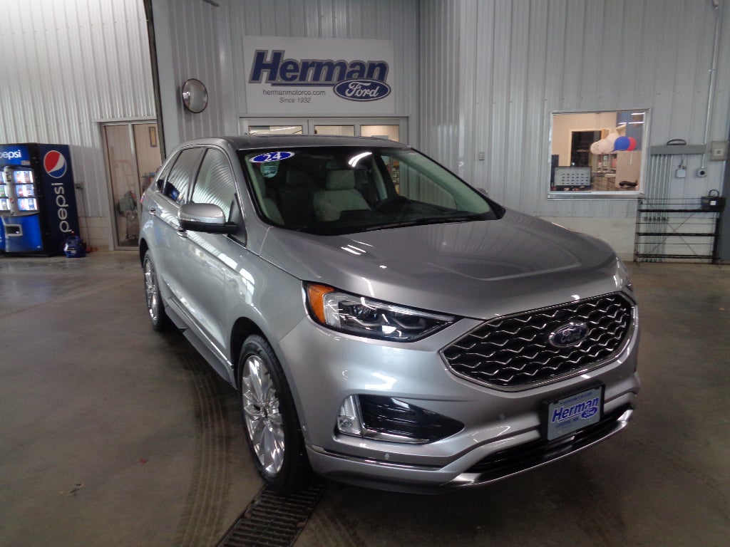 2024 Ford Edge Titanium in Silver — front three-quarter view